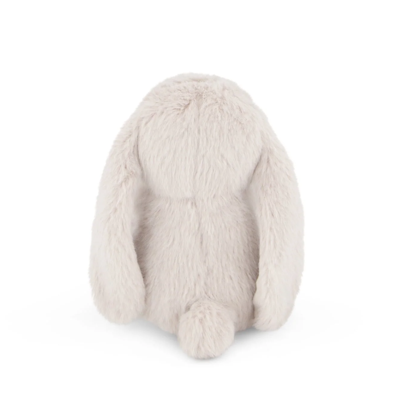 Plush rabbit toy in beige on a white background