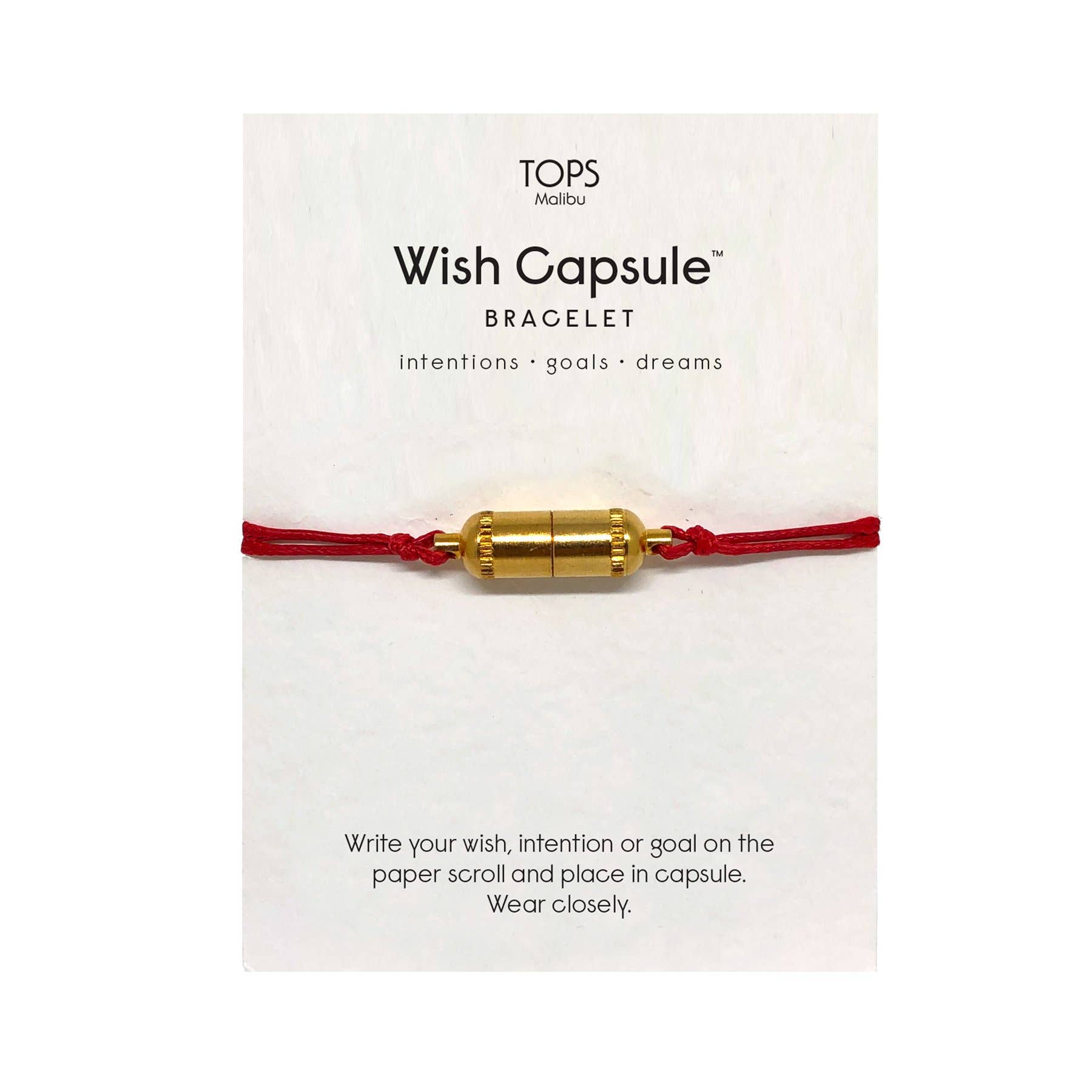 Wish Capsule Bracelet with 3-Paper Scrolls - Gold Capsule: Red