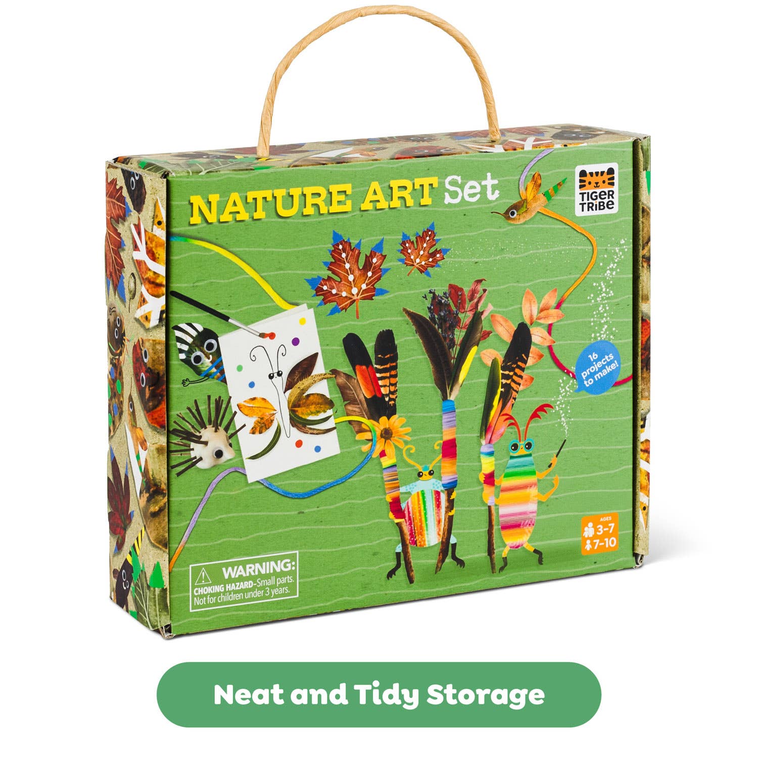 Box of a nature art set with colorful illustrations on a white background