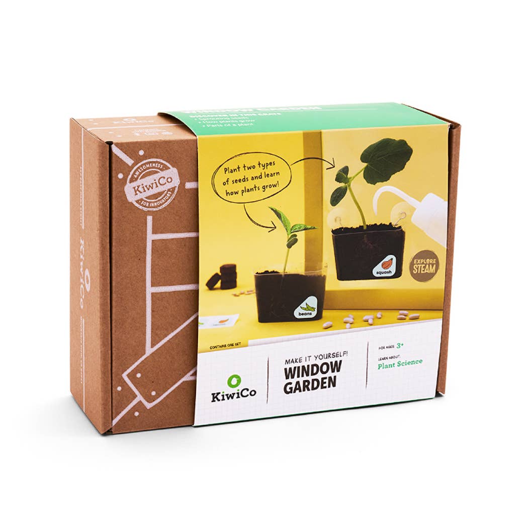KiwiCo window garden kit packaging on a white background