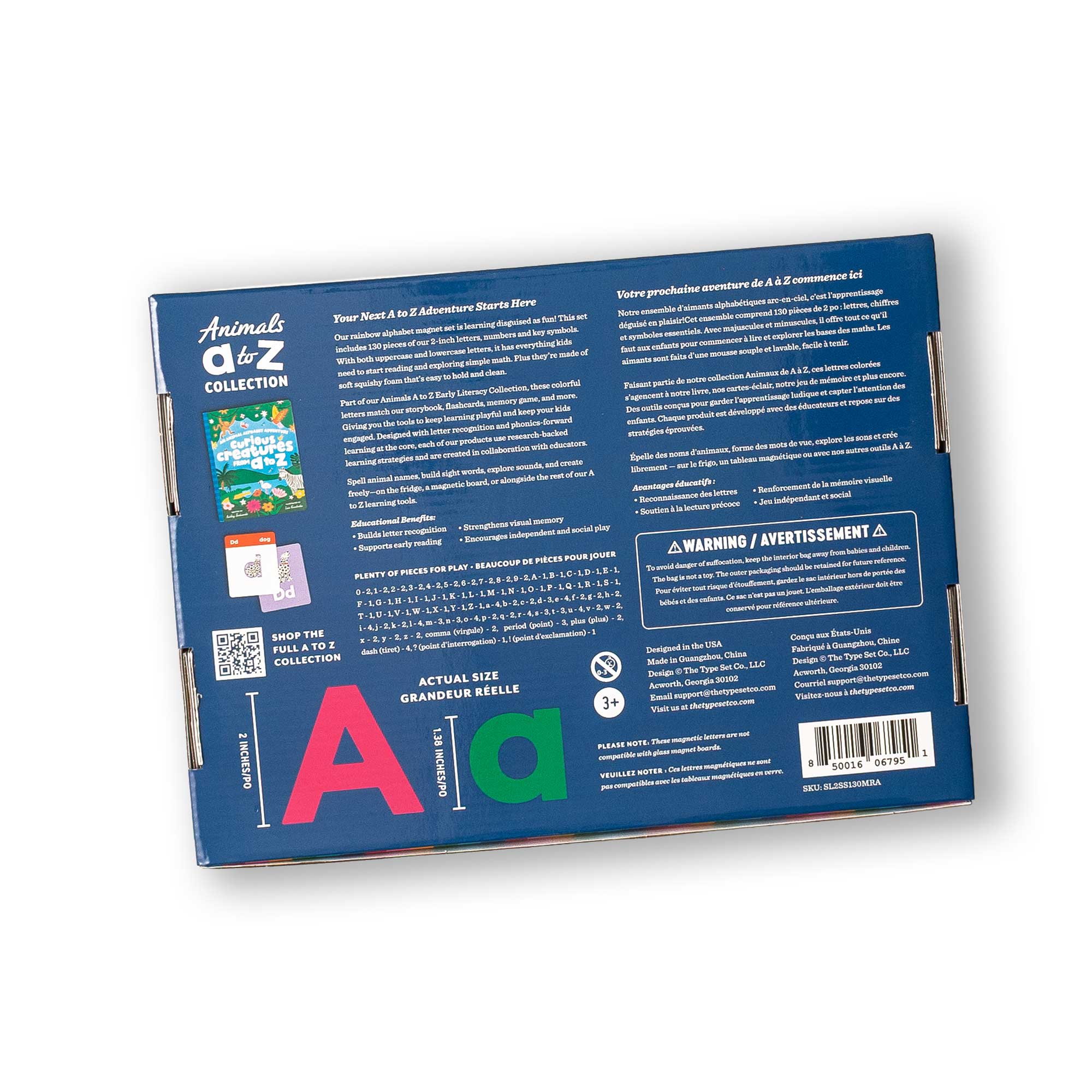 Back of a children's book packaging with text and graphics on a white background