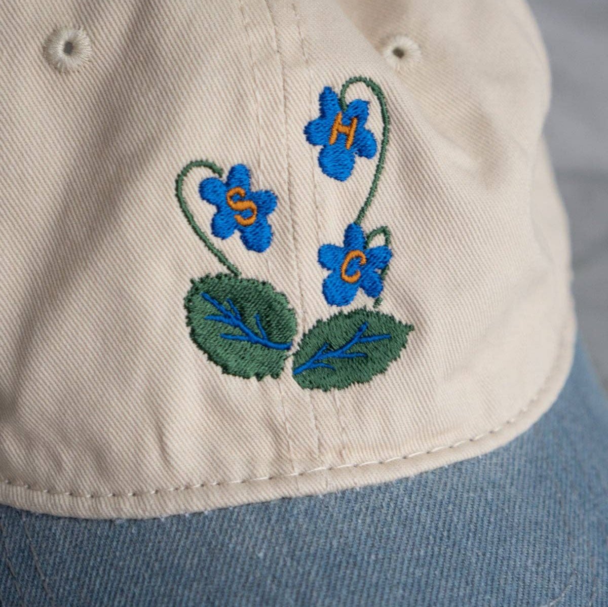 Blue Blooms Two-Tone Dad Hat