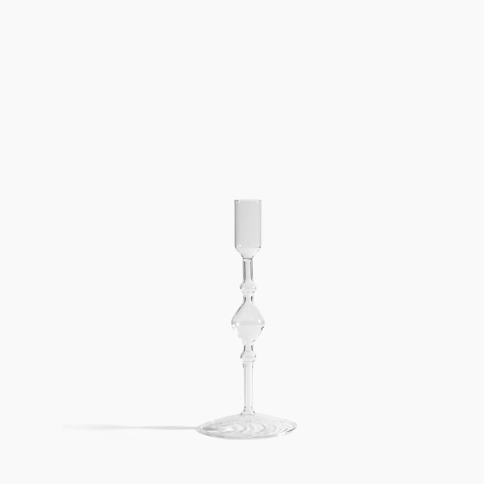 Tall Glass Candlestick Holder -clear