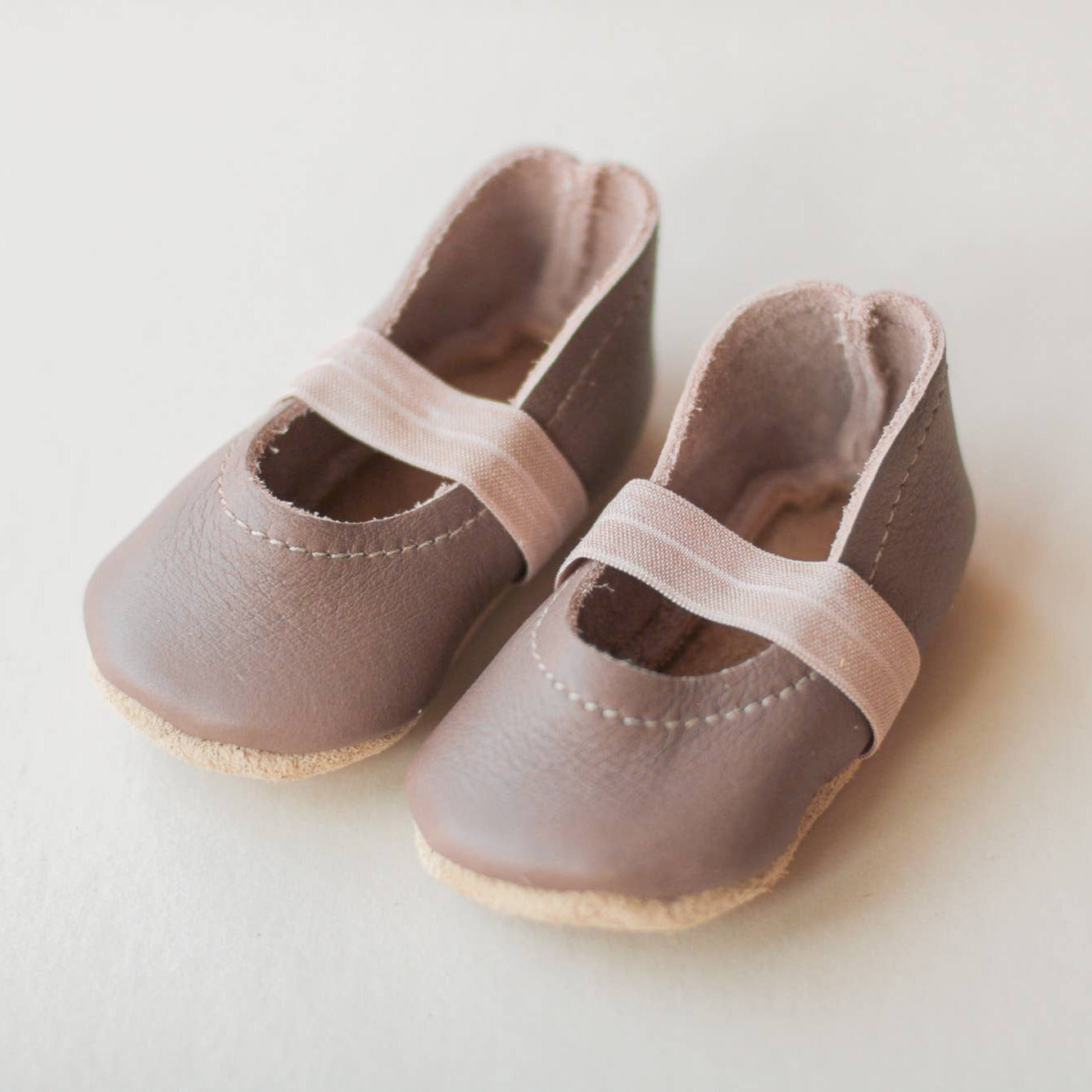 Baby Leather Mary Janes in Clay