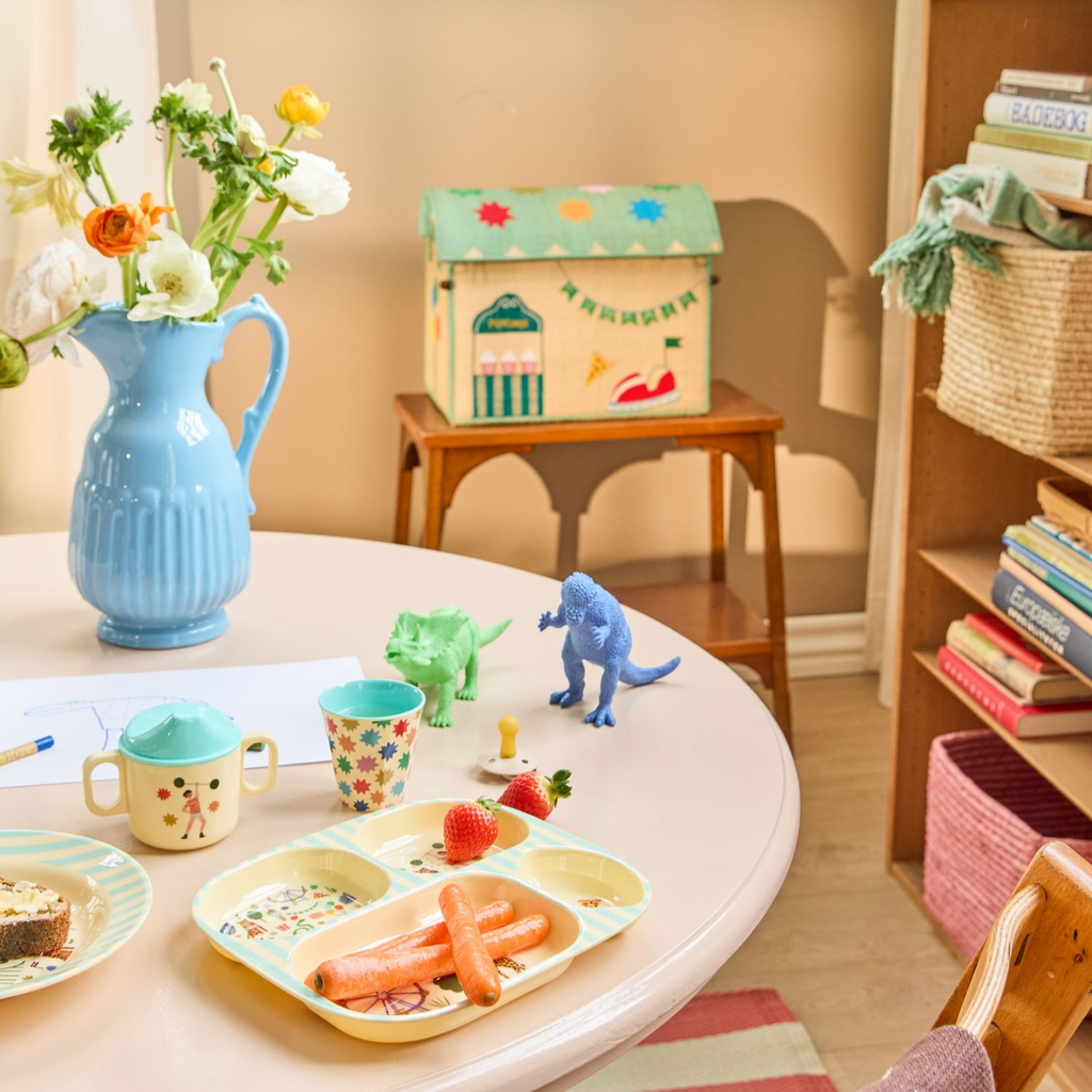 Melamine Kids 4 Room Plate - Fun Fair Mint Print