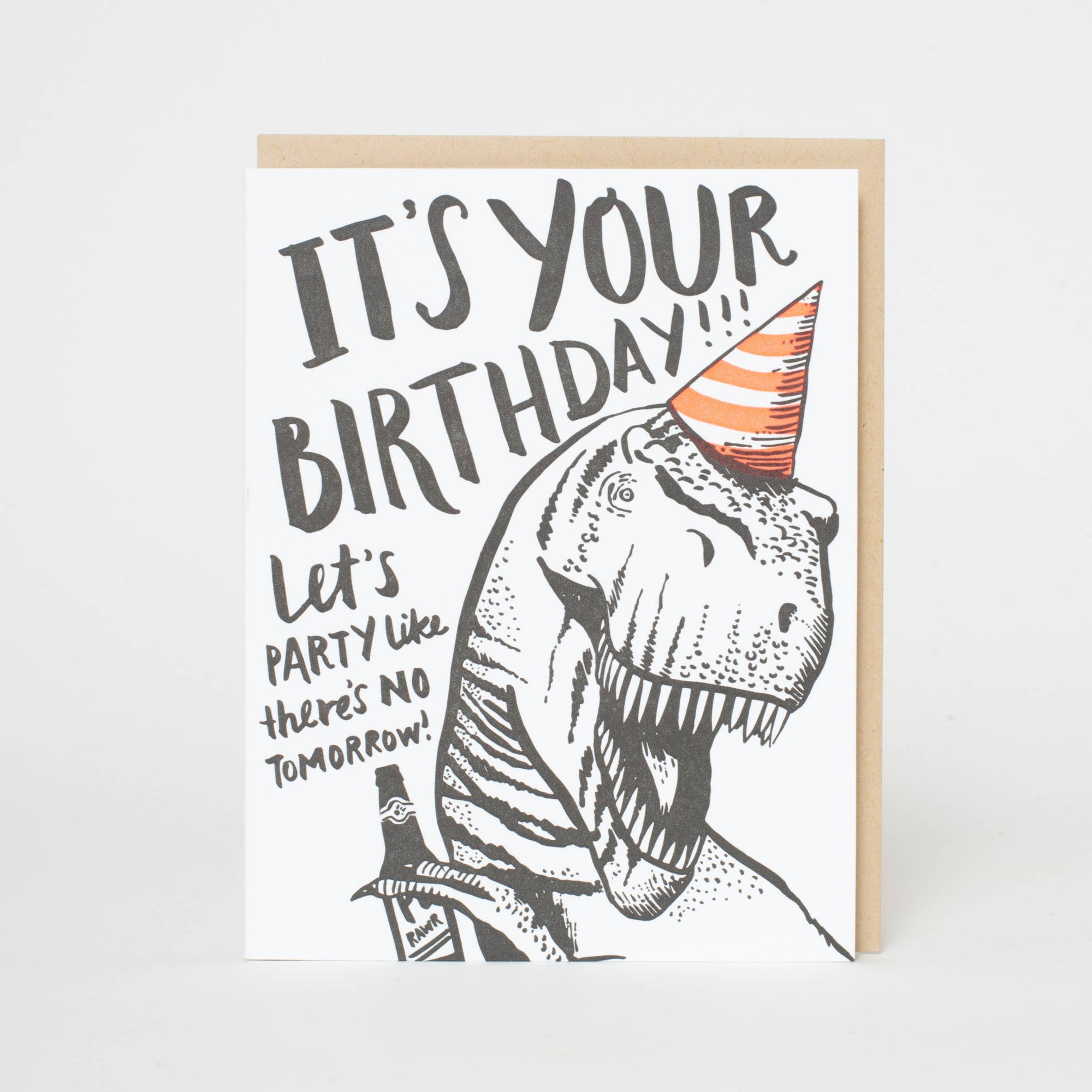 T-Rex Birthday Letterpress Card