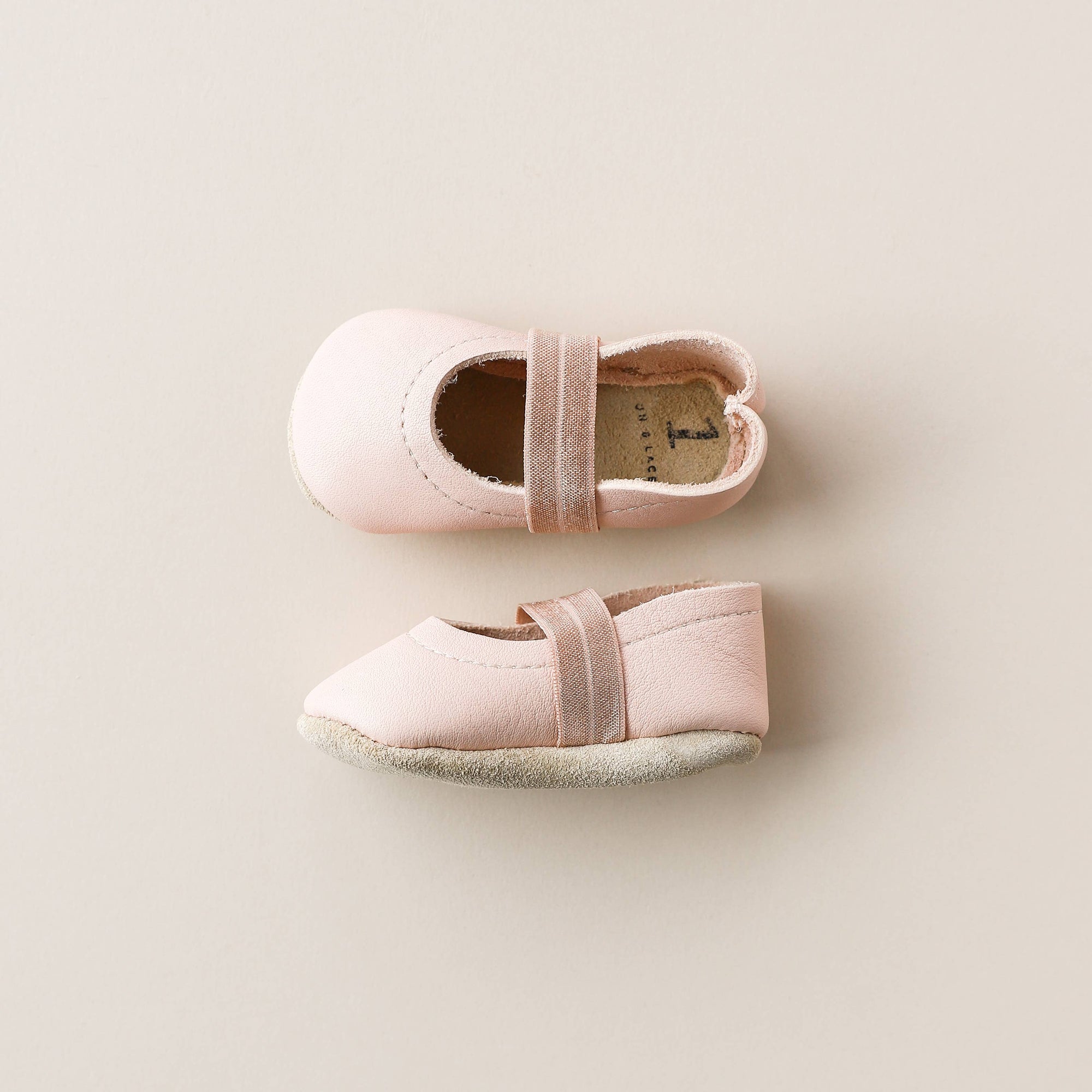 Baby Leather Mary Janes in Blush