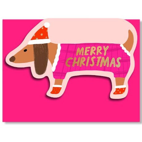 Sausage Doggie-Carolyn Suzuki - Shaped Holiday Card