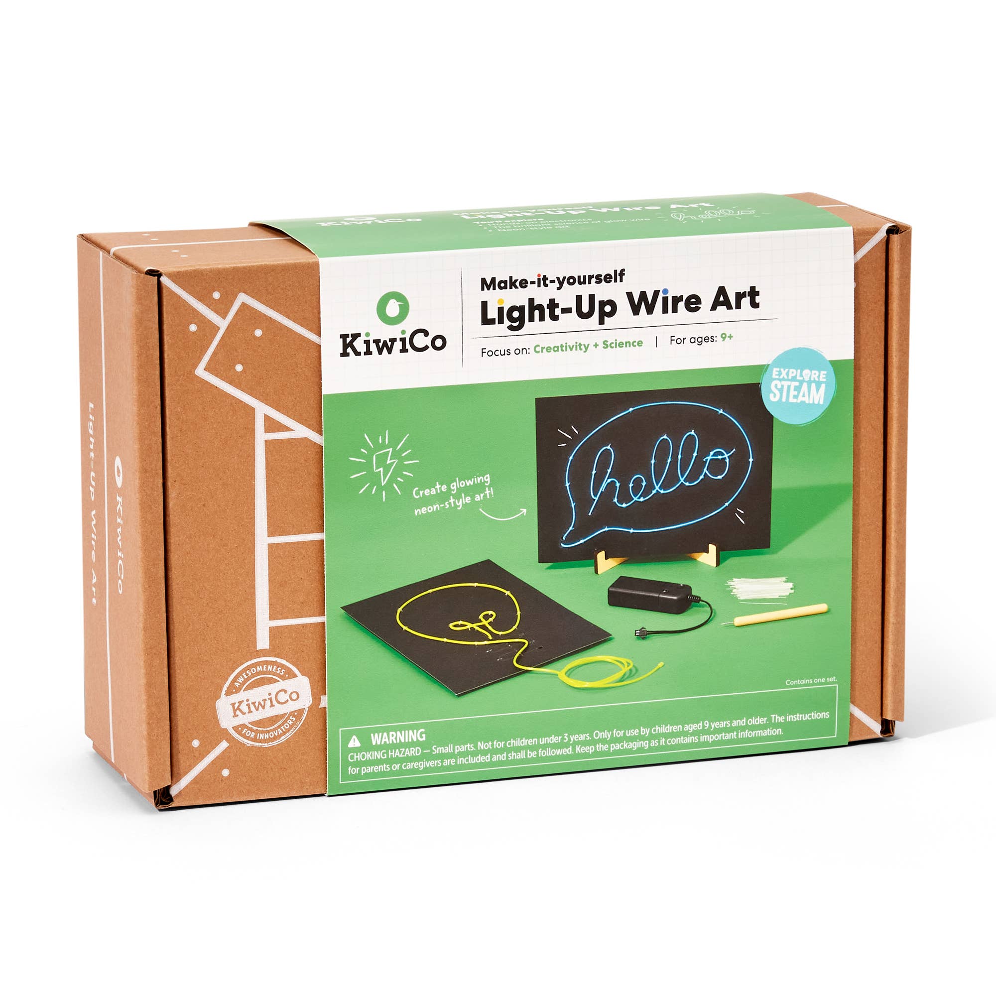 KiwiCo light-up wire art kit packaging on a white background