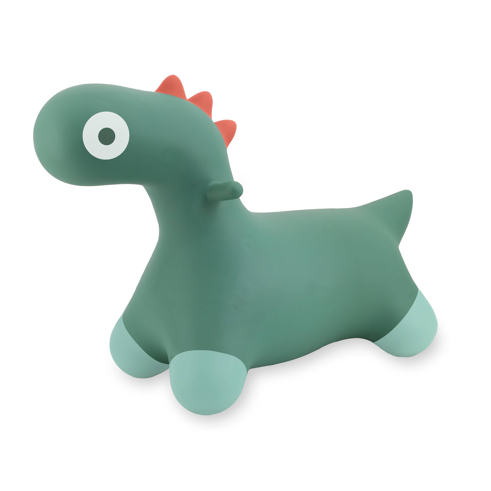 Green dinosaur-shaped toy on a white background
