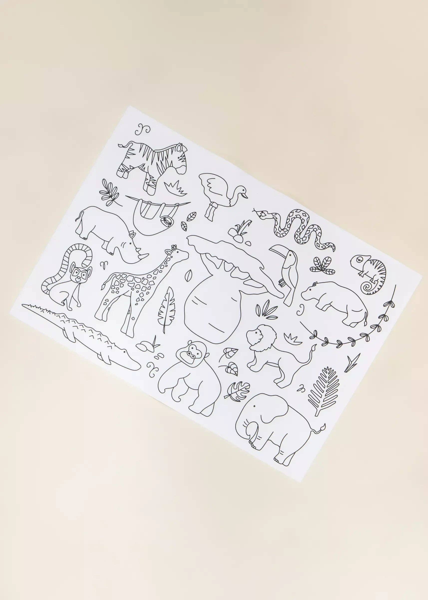 Set of 4 Silicone Washable Coloring Placemats & Markers