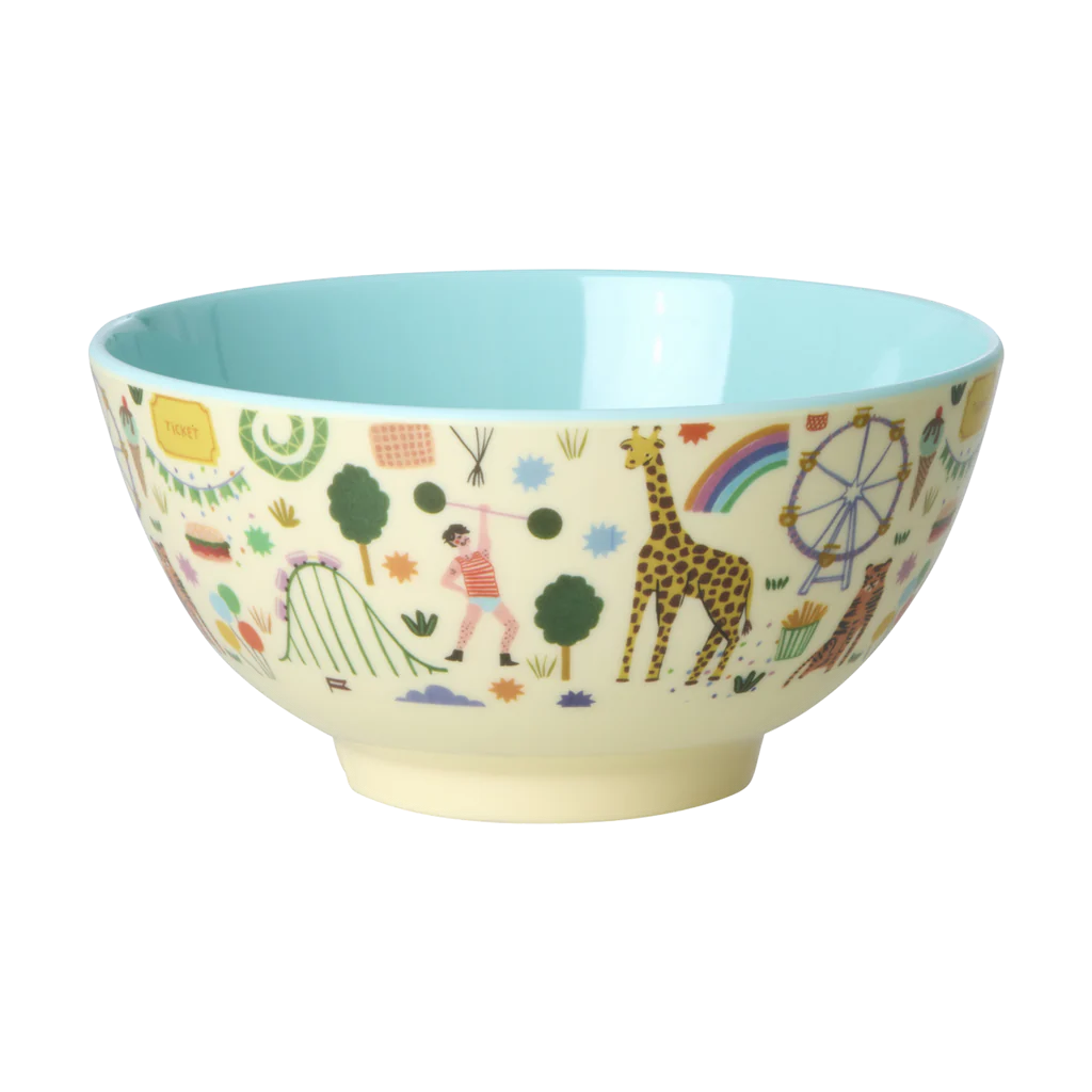 Medium Melamine Bowl - Fun Fair Mint Print