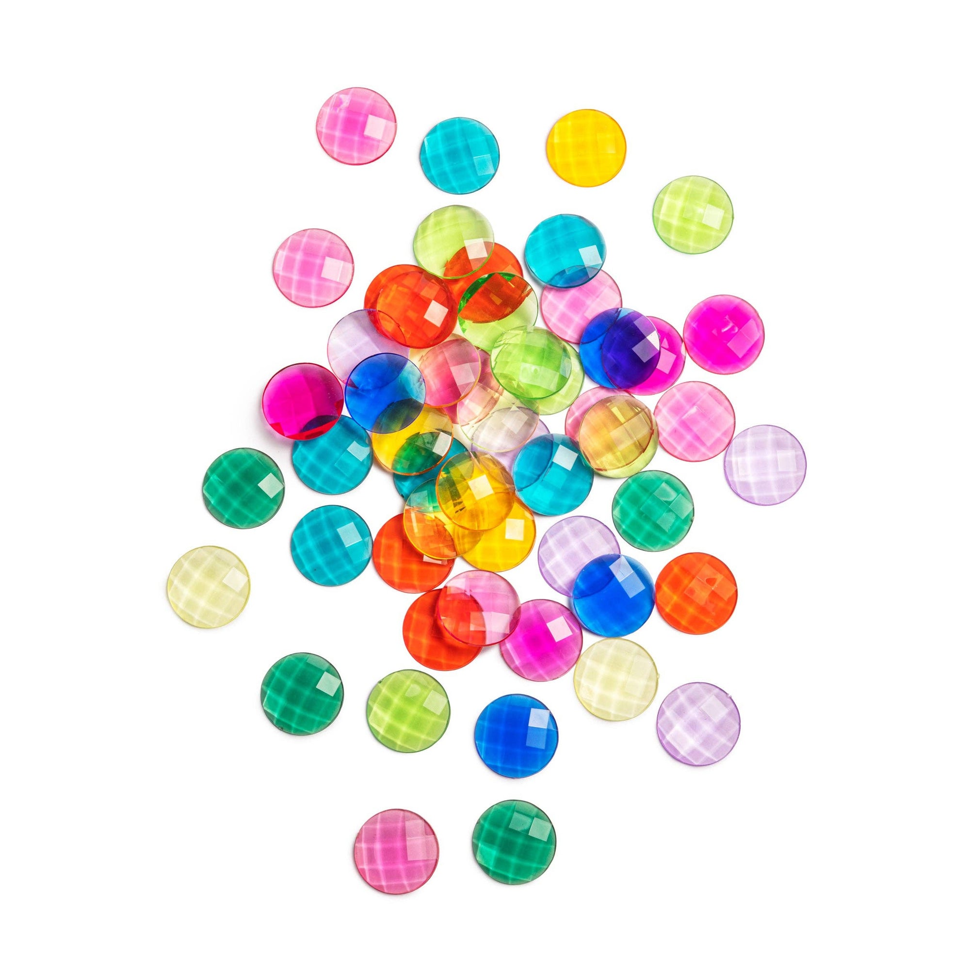 Colorful round beads on a white background