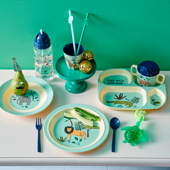 Kids 4 Room Plate in Blue Jungle Animals Print