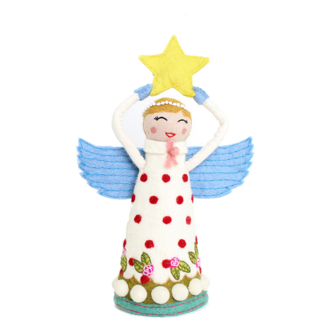 Decorative angel figurine with a star on a white background