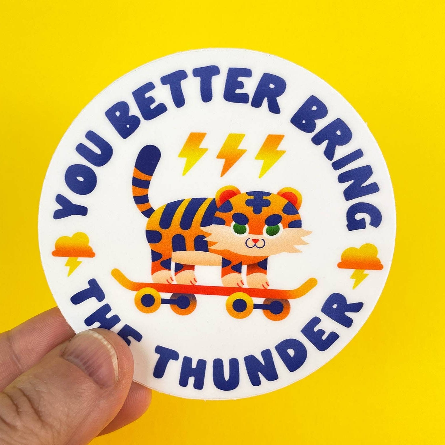 Bring The Thunder Sticker for Cat Lovers and Skateboarders