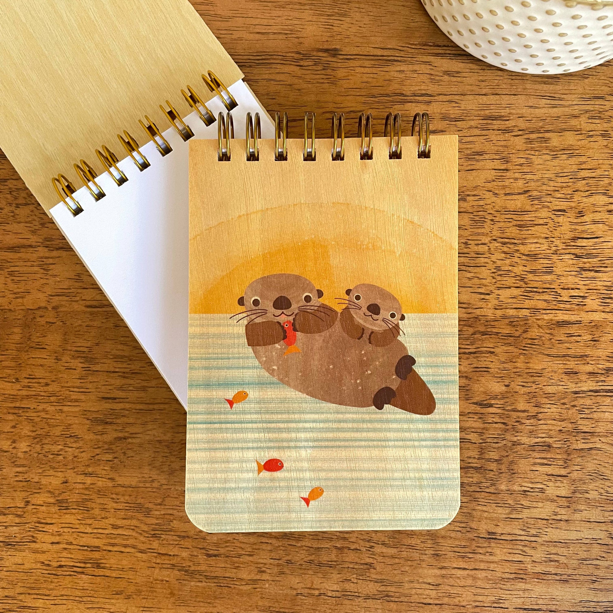 Emmit & Eli Otters Wood Mini Notepad