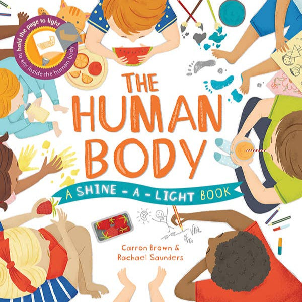 Book cover of 'The Human Body' with illustrations of children learning about the human body.