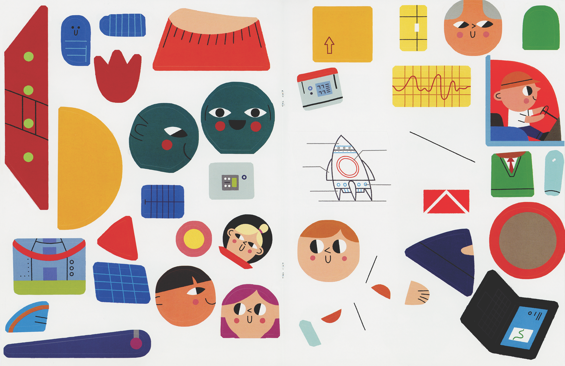 Collection of colorful, abstract illustrations on a white background