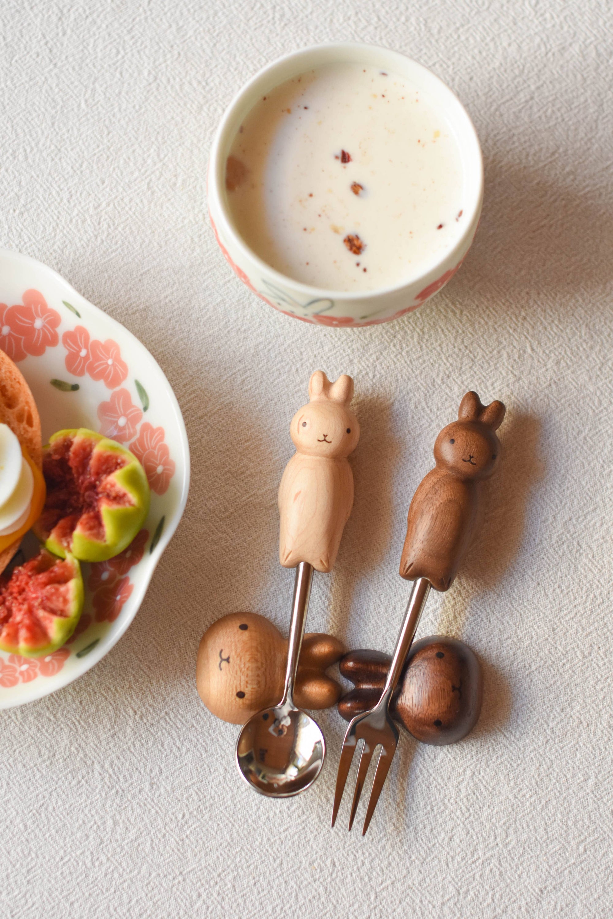 Hand-Carved Bunny Spoon & Fork
