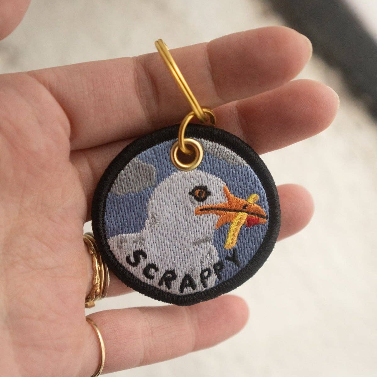 Scrappy Seagull - Embroidered Keychain