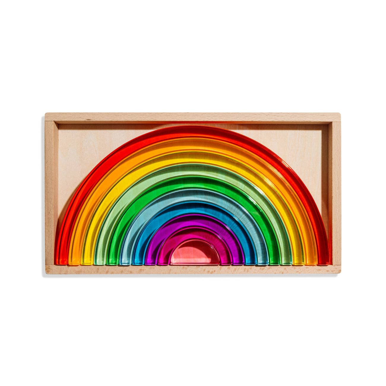  rainbow toy with colorful segments on a white background