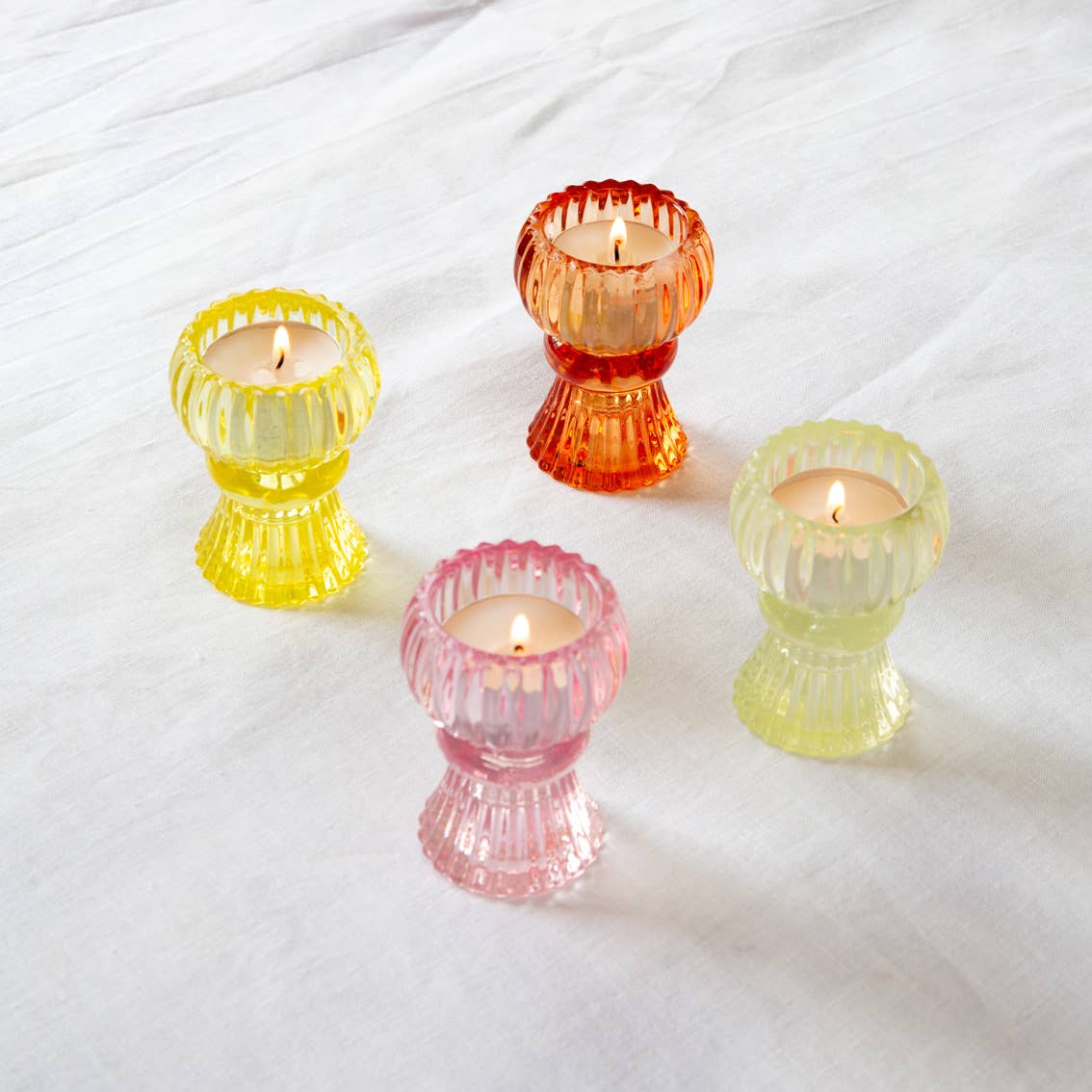 Small Yellow Glass Candle Holder