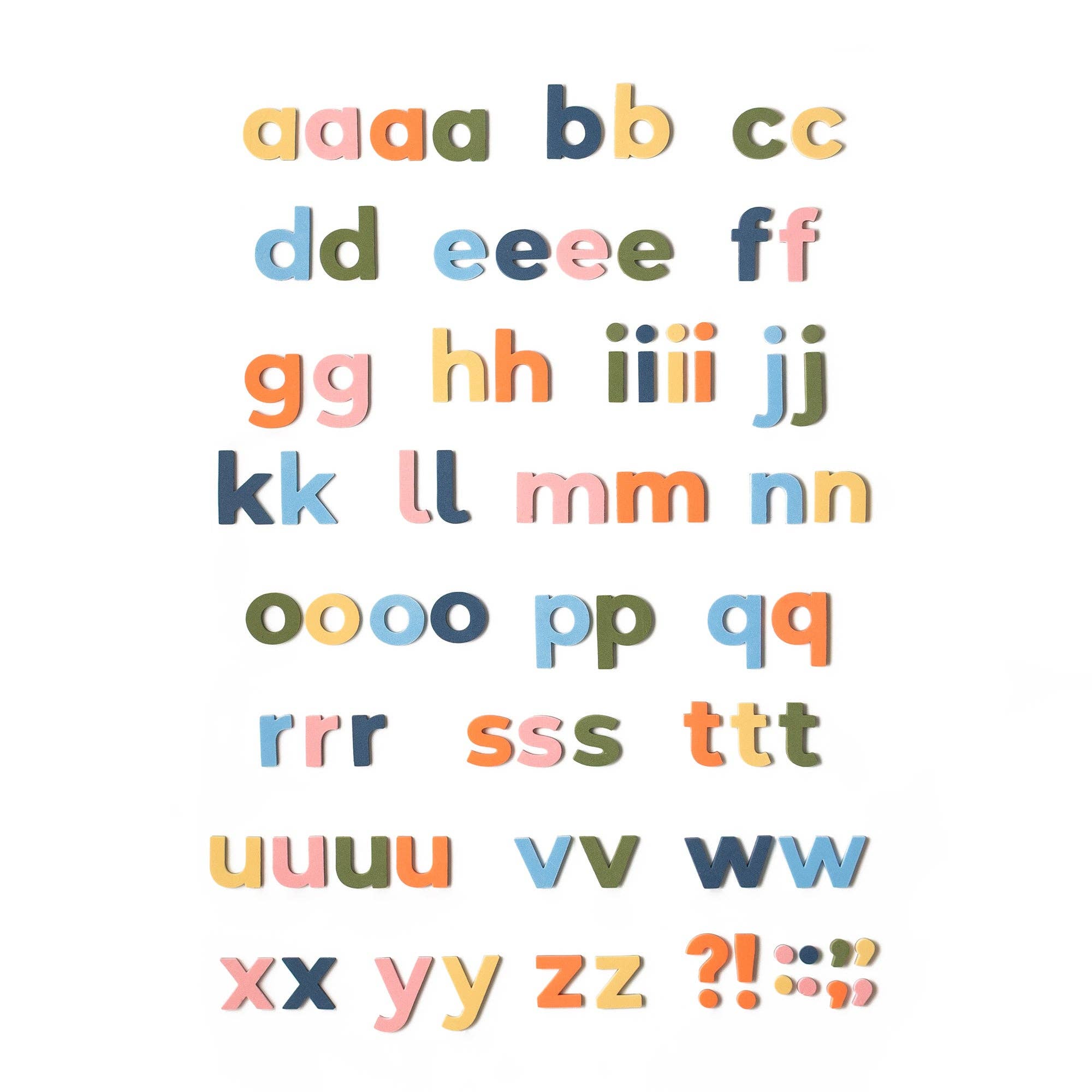 Colorful alphabet letters on a white background
