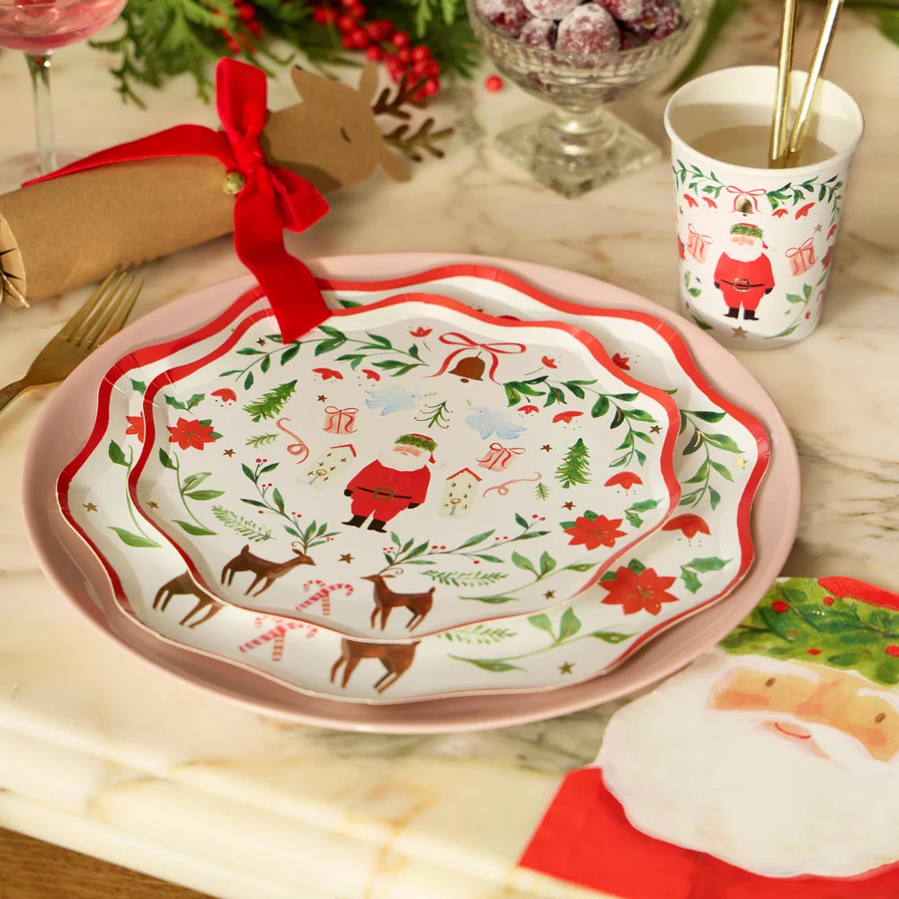 Foliage Santa Patterned Side Plates