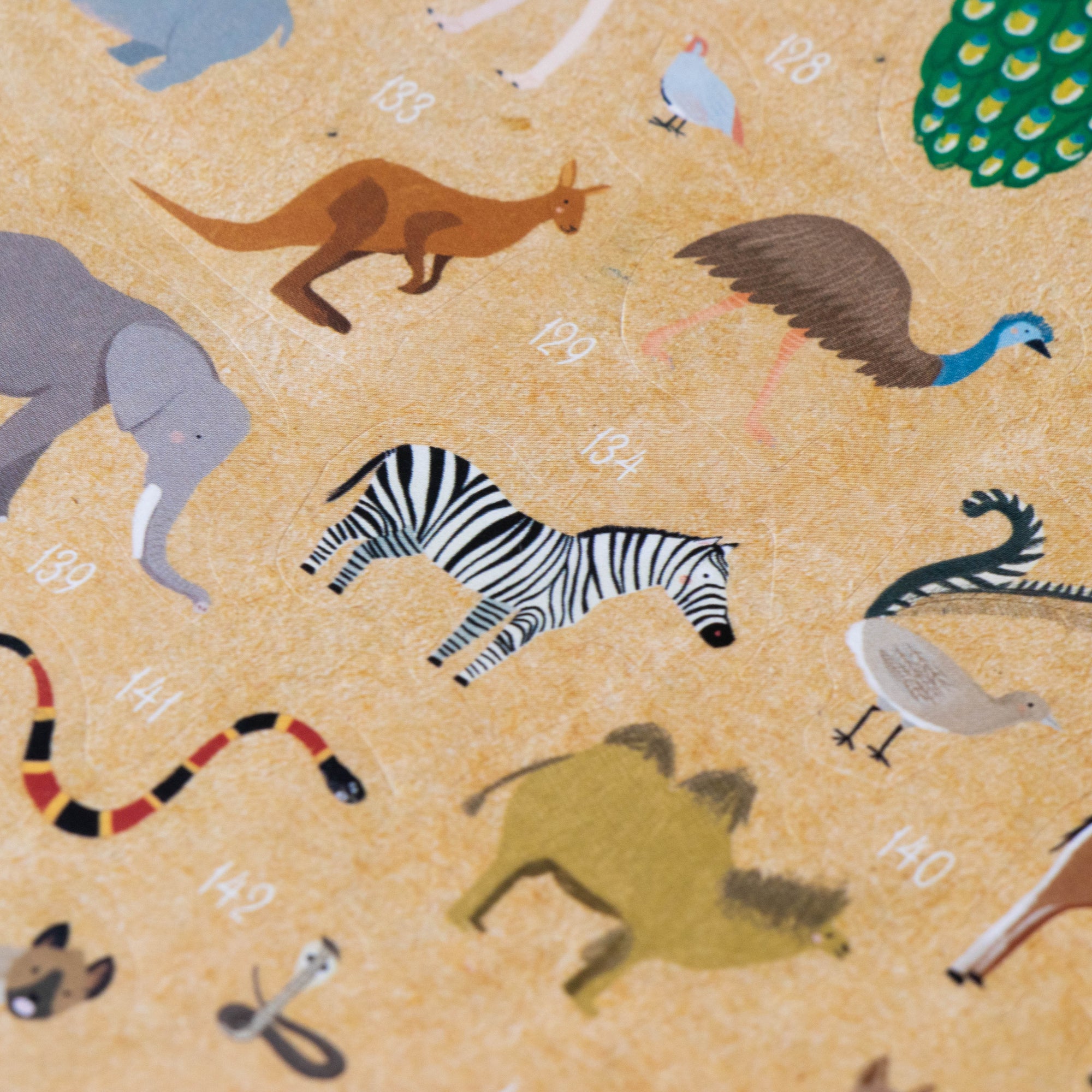 Pattern of various animals on a beige background