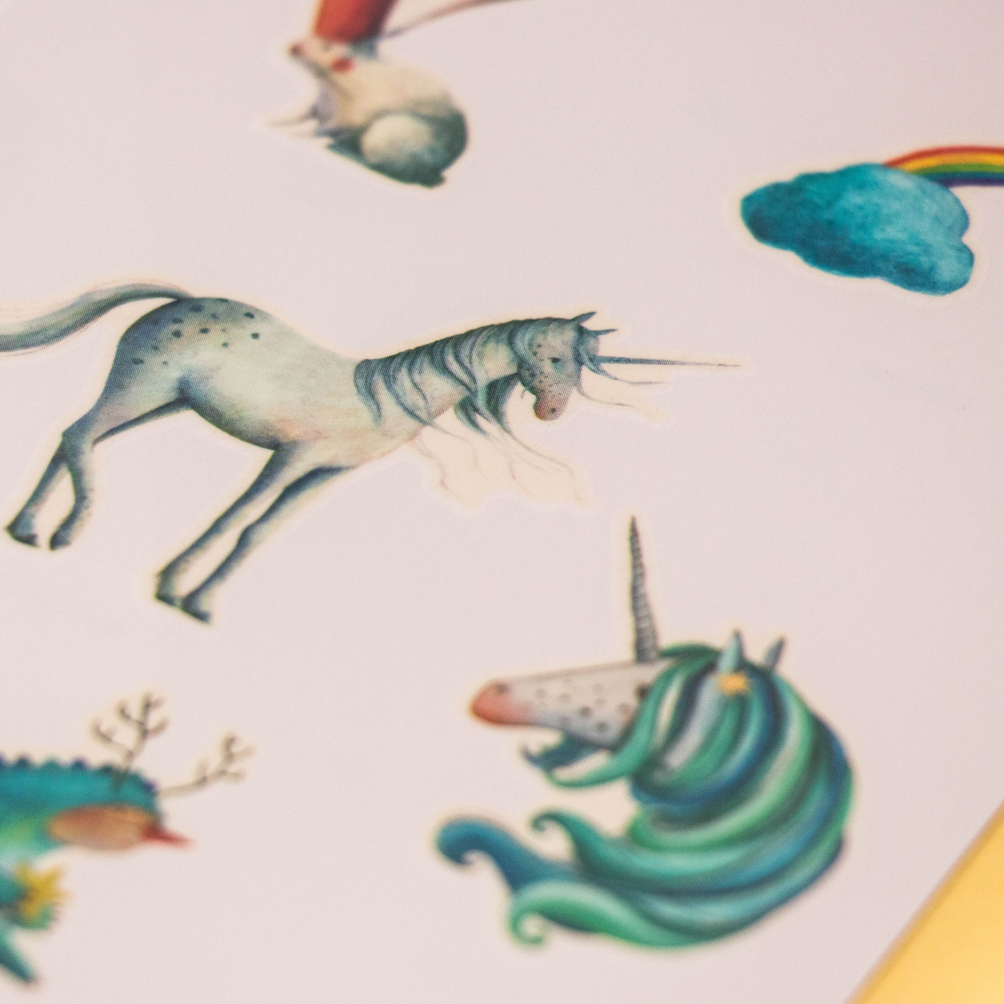 Unicorn stickers on a white background
