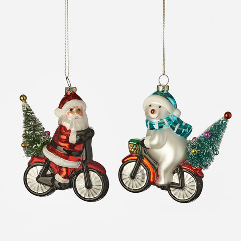 Snowman or Santa Bicycle Ornament