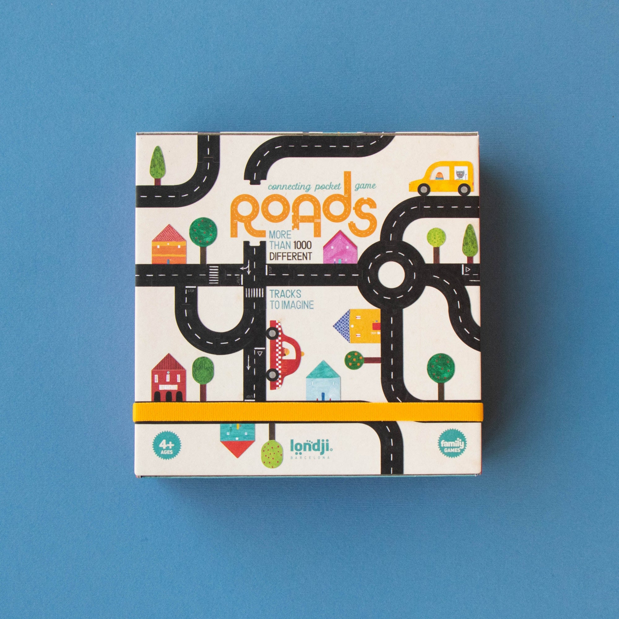 Board game box titled 'roads' on a blue background