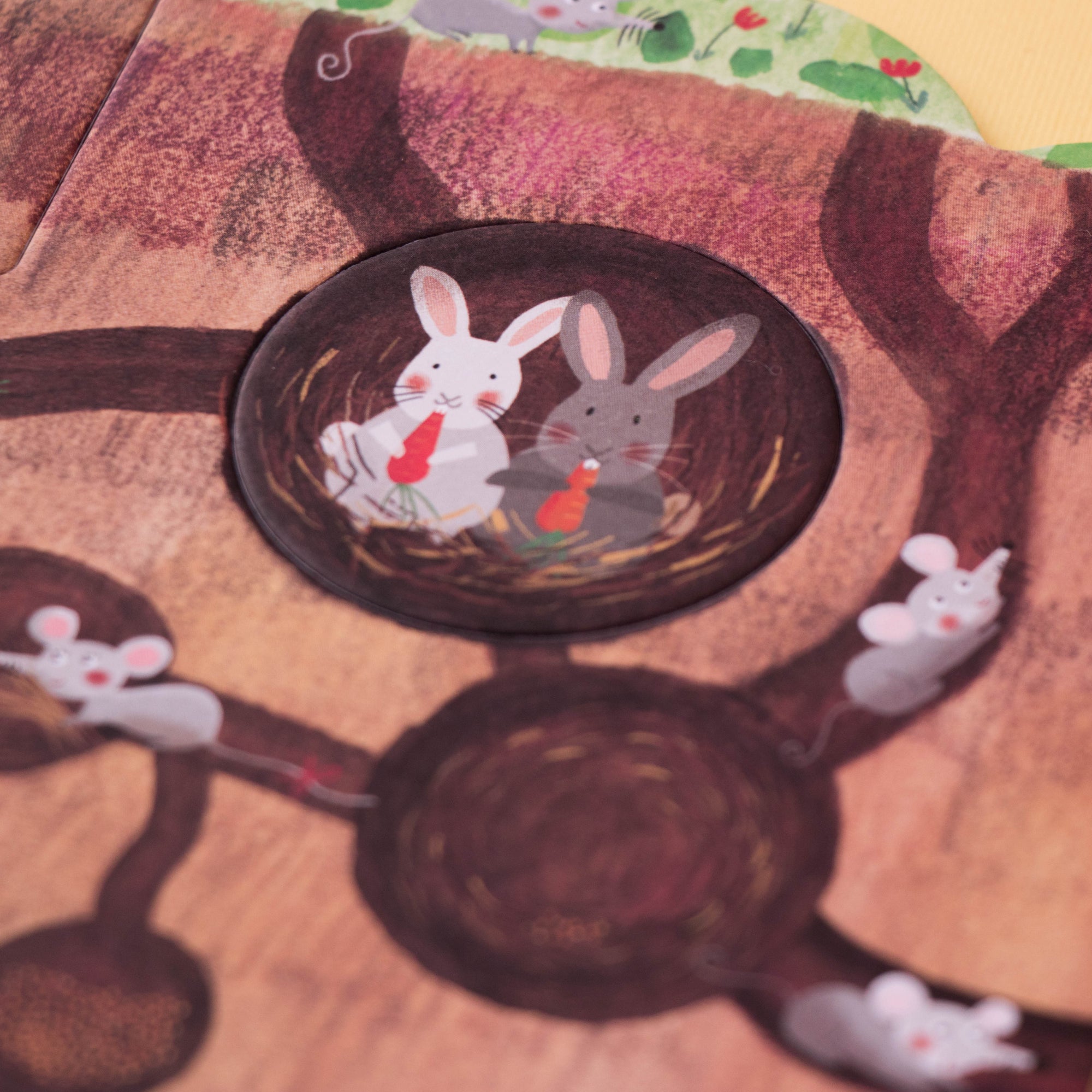 Illustration of animals undergroundl on a textured surface