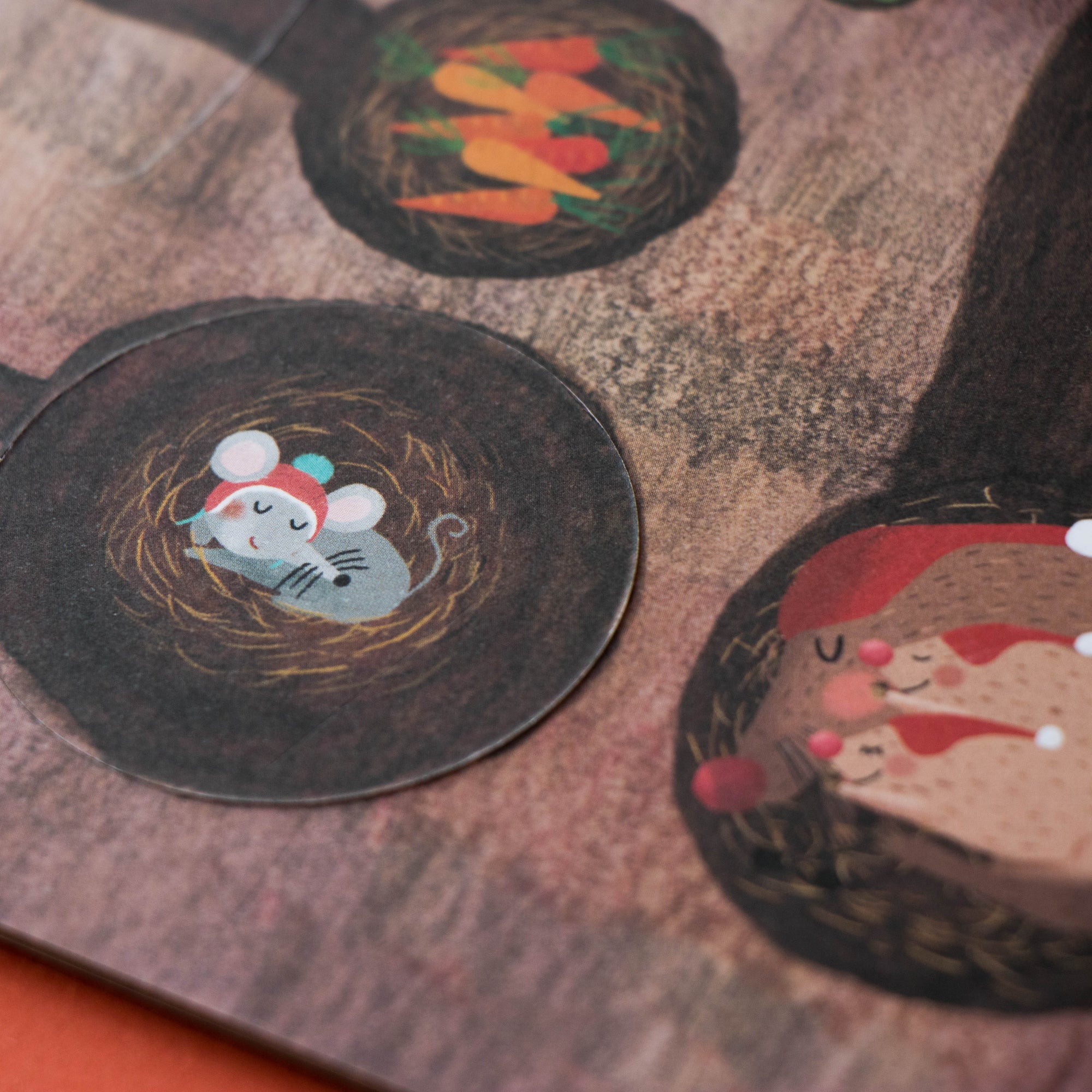 Illustration of a mouse in a nest on a textured surface