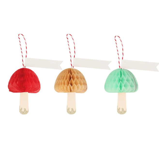 Mushroom Hanging Decoration Tags x6