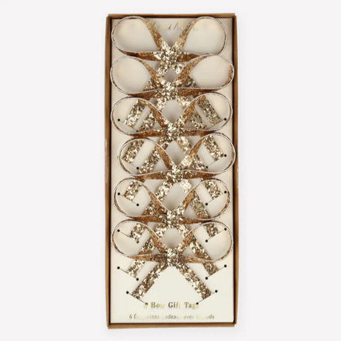 Glitter Bow Gift Tag Set 6pk