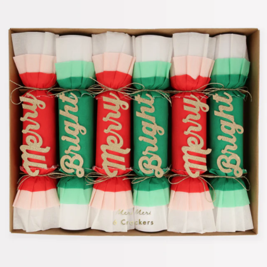 Merry & Bright Christmas Crepe Crackers -gifts