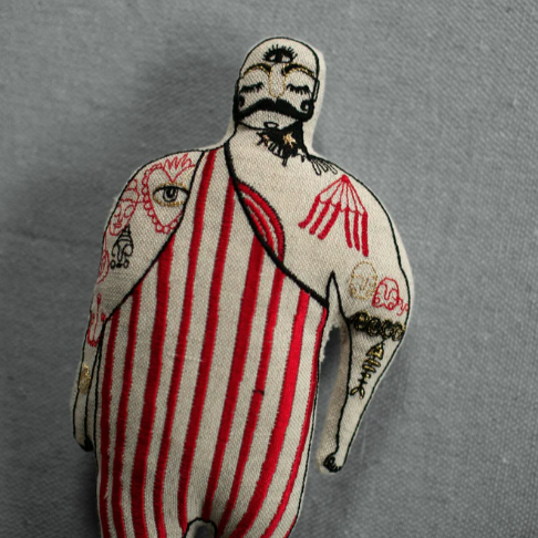 Tattooed Strong Man Art Doll