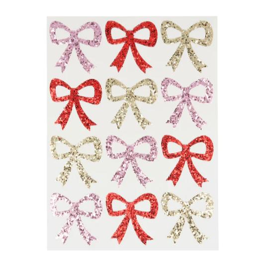 Eco Glitter Bow Stickers -8pk