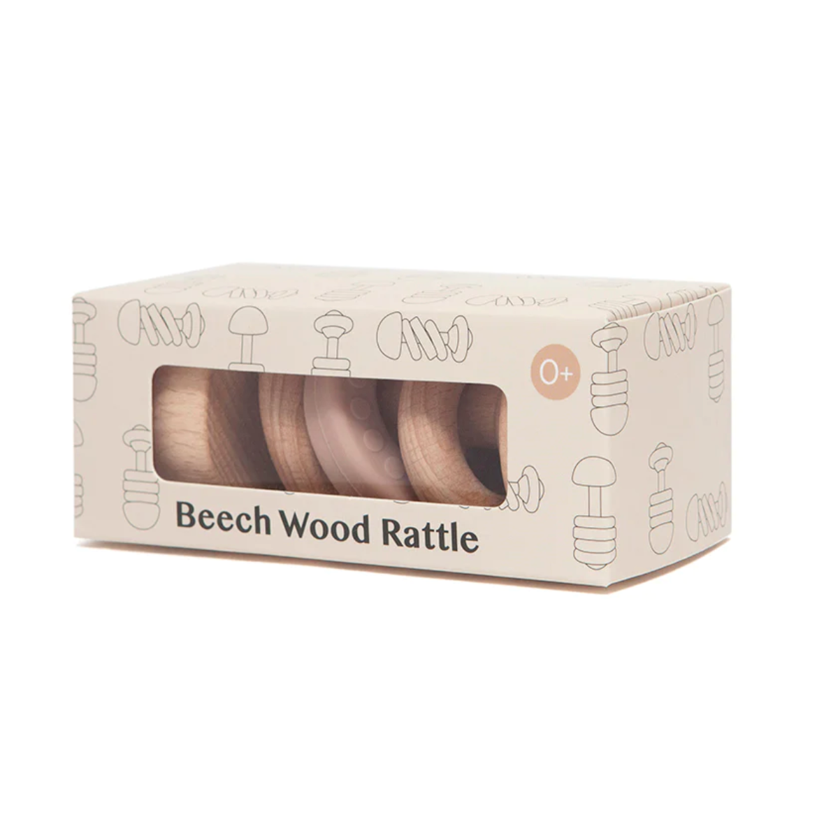Beech Wood Rattle -pink 0mos+