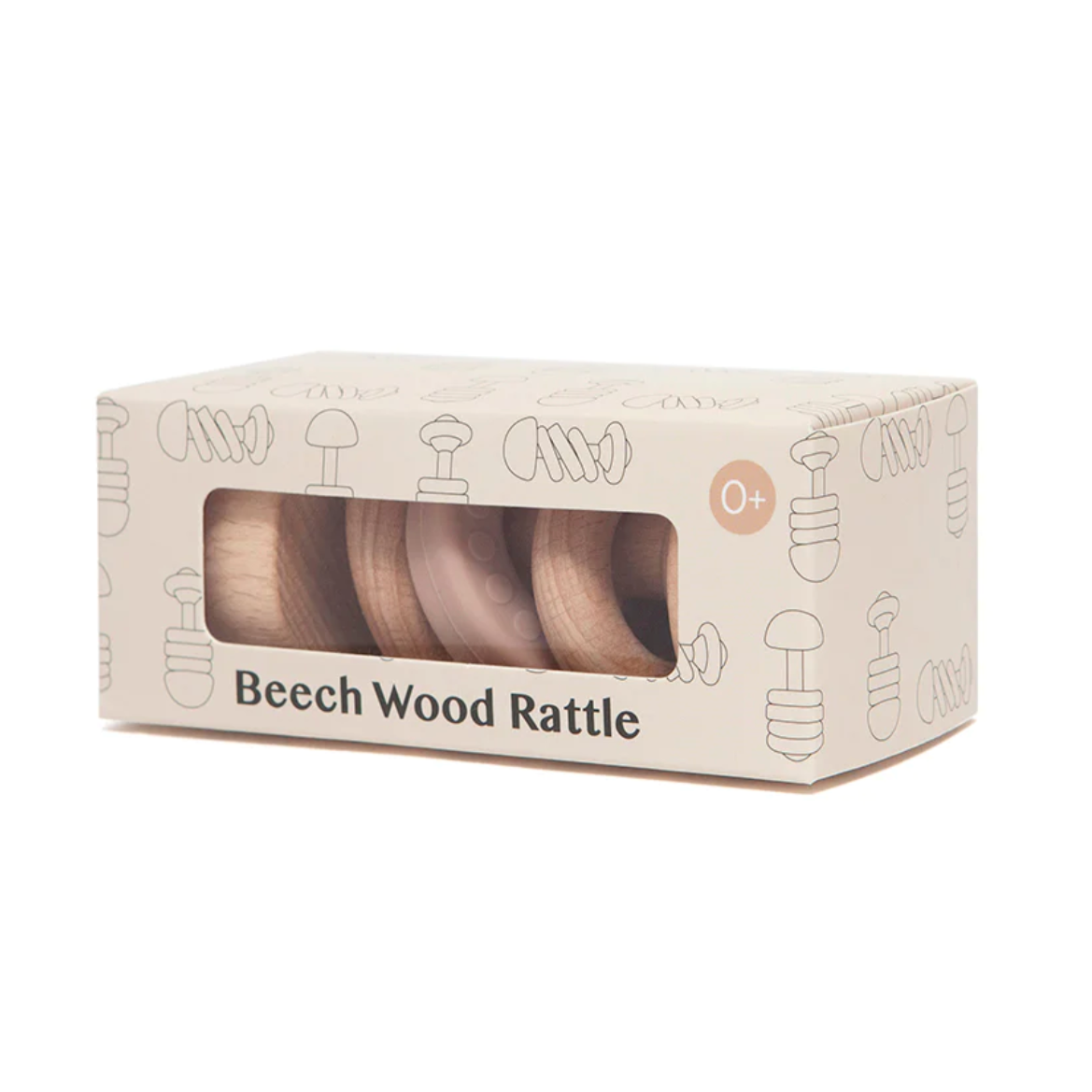 Beech Wood Rattle -pink