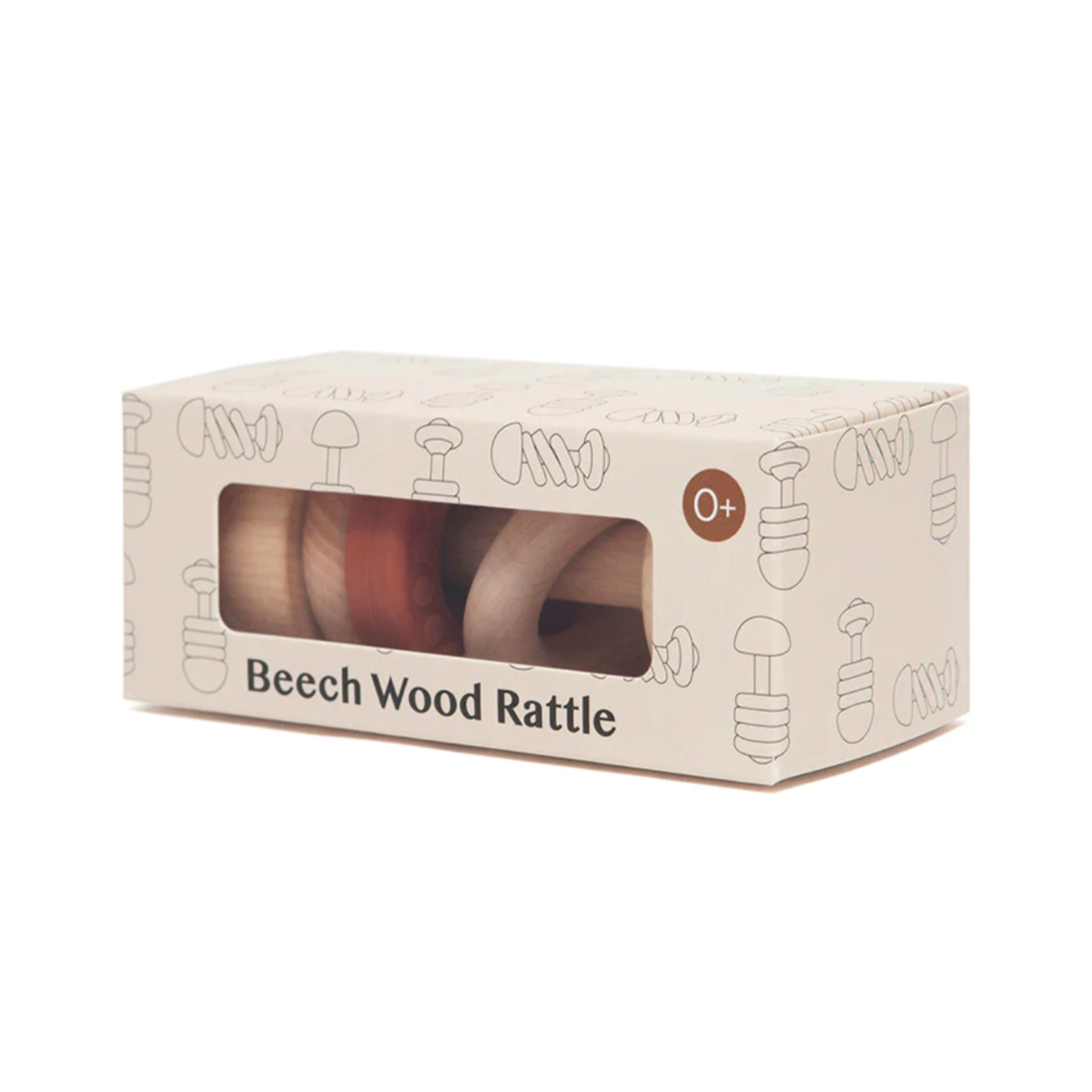 Beech Wood Rattle -clay (0mos-1yr)