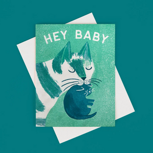 Hey Baby - Risograph Card -baby
