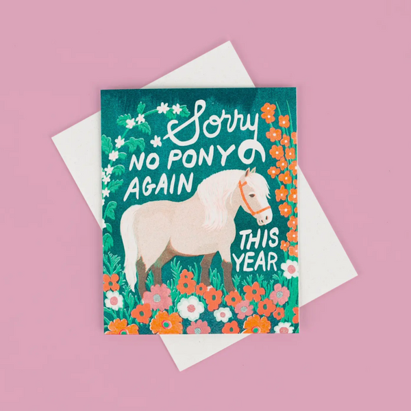 No Pony Birthday - Risograph Card -birthday
