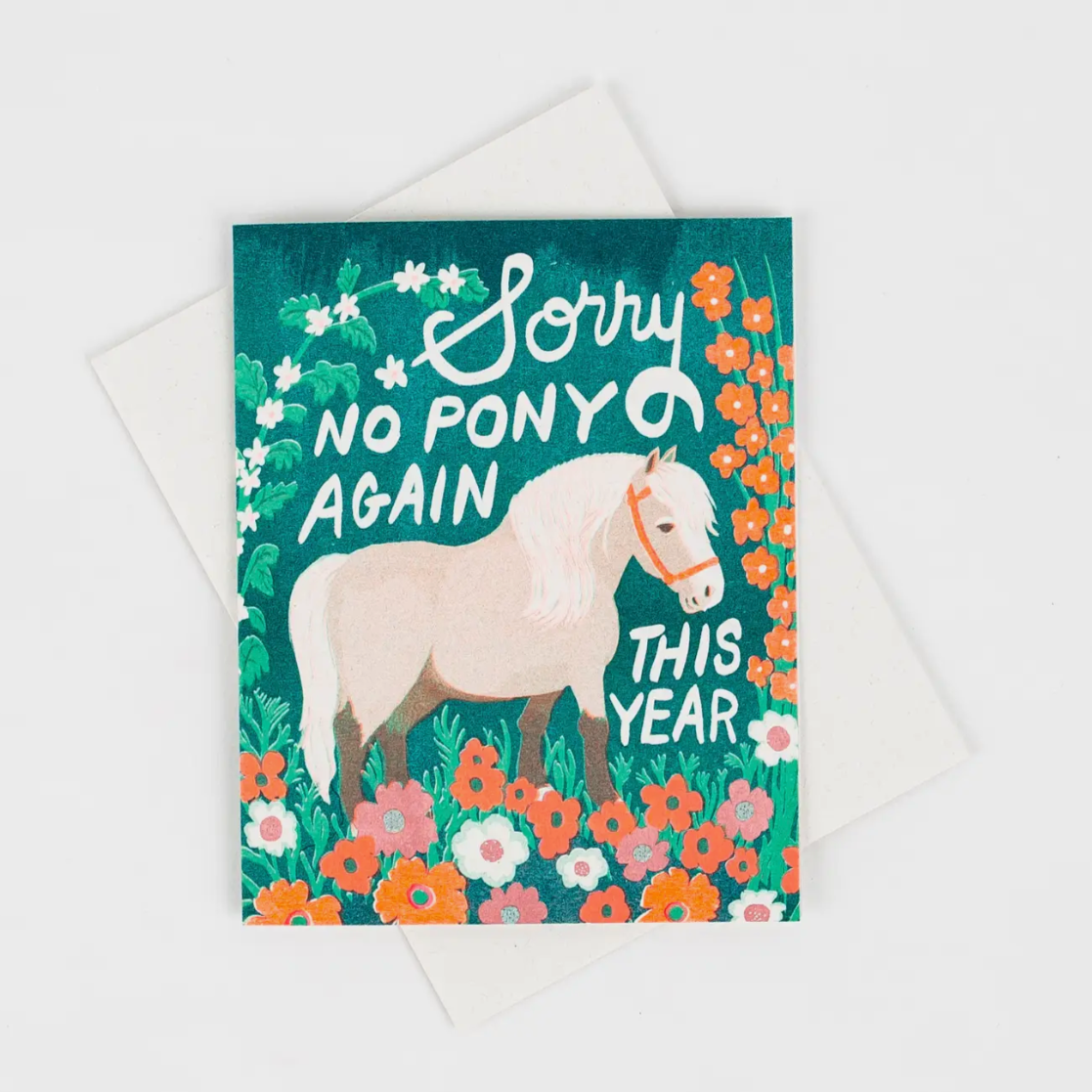 No Pony Birthday - Risograph Card -birthday