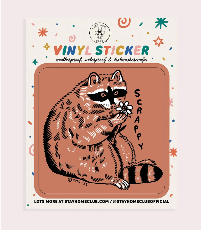 Scrappy Raccoon Vinyl Sticker