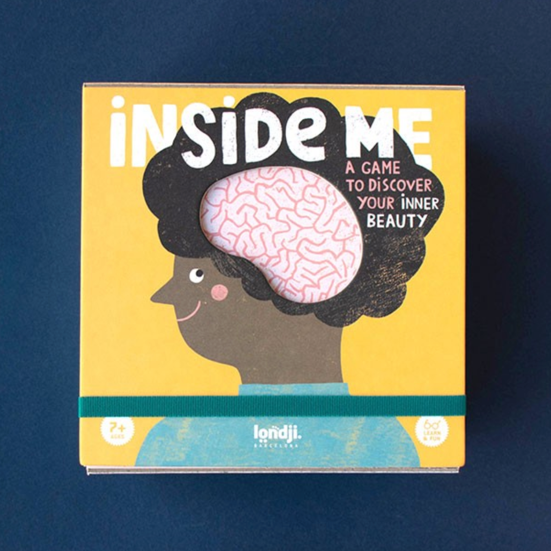 The product image shows the packaging of 'Inside Me' game, with a colorful illustration of a character displaying a brain diagram on their head, indicating the educational content of the game which is to learn about the human body.