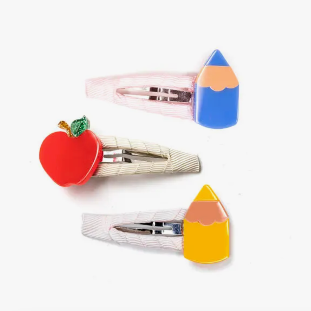 Pencils Vibrant Colors & Apple Snap Clips (set-3)