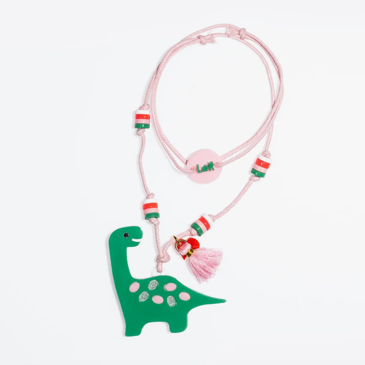 Preciousaurus Green/Pink Necklace